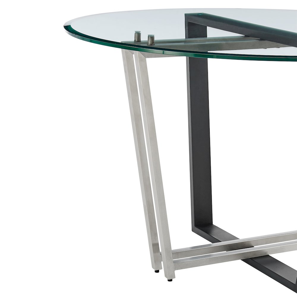 Devi 48" Round Dining Table in Brushed Stainless Steel. Picture 4