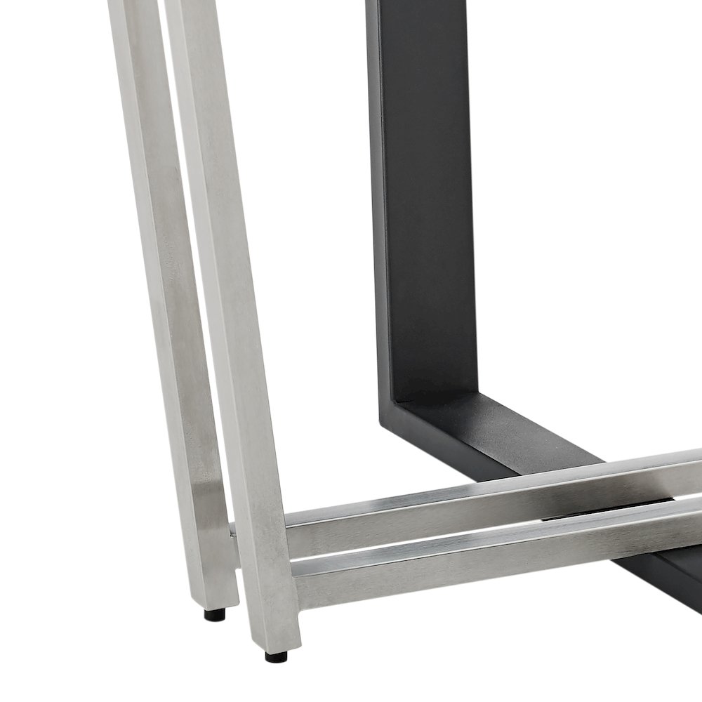 Devi 48" Round Dining Table in Brushed Stainless Steel. Picture 6