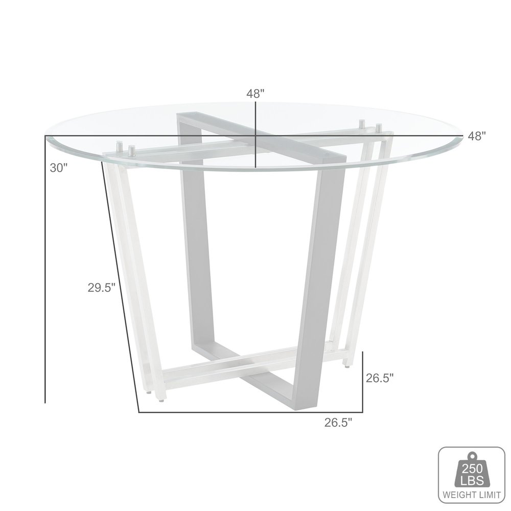 Devi 48" Round Dining Table in Brushed Stainless Steel. Picture 7