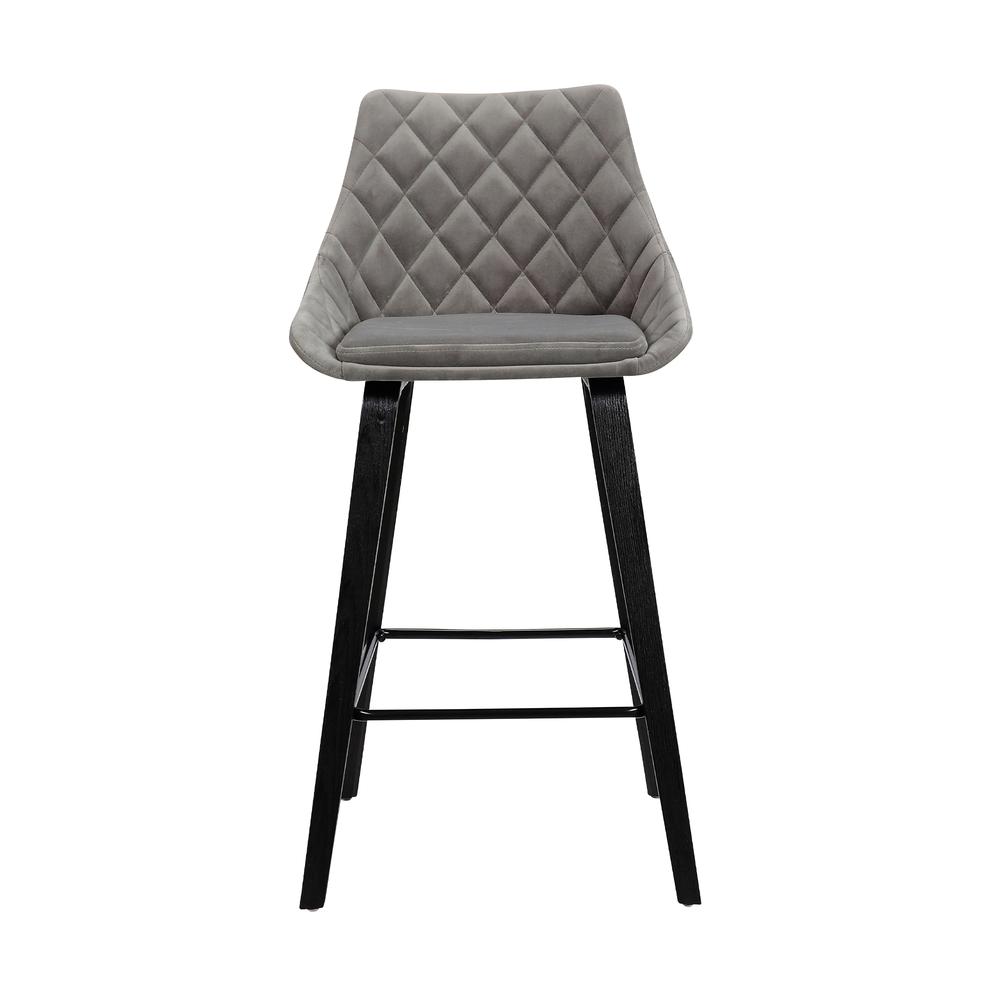 Dani 26" Gray Velvet Swivel Barstool in Black Brushed Wood Finish. Picture 2