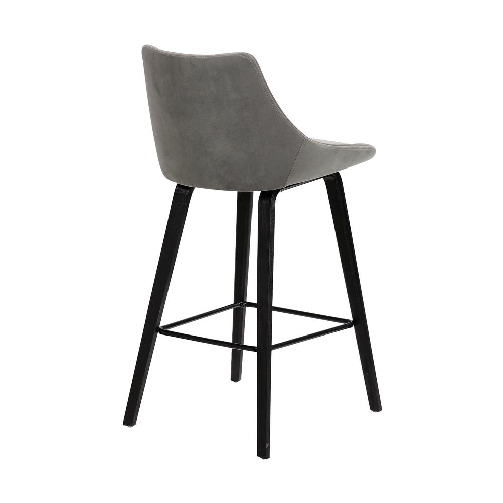 Dani 26" Gray Velvet Swivel Barstool in Black Brushed Wood Finish. Picture 4