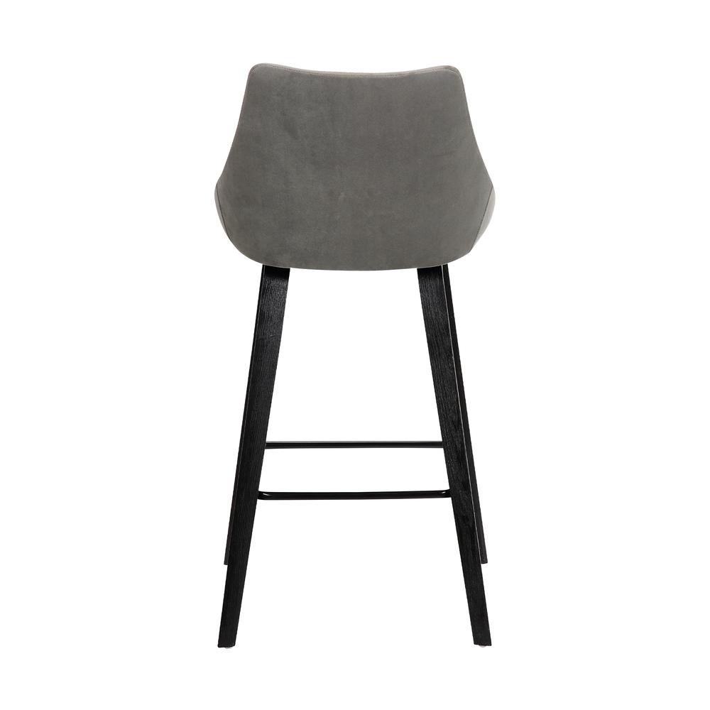 Dani 26" Gray Velvet Swivel Barstool in Black Brushed Wood Finish. Picture 5