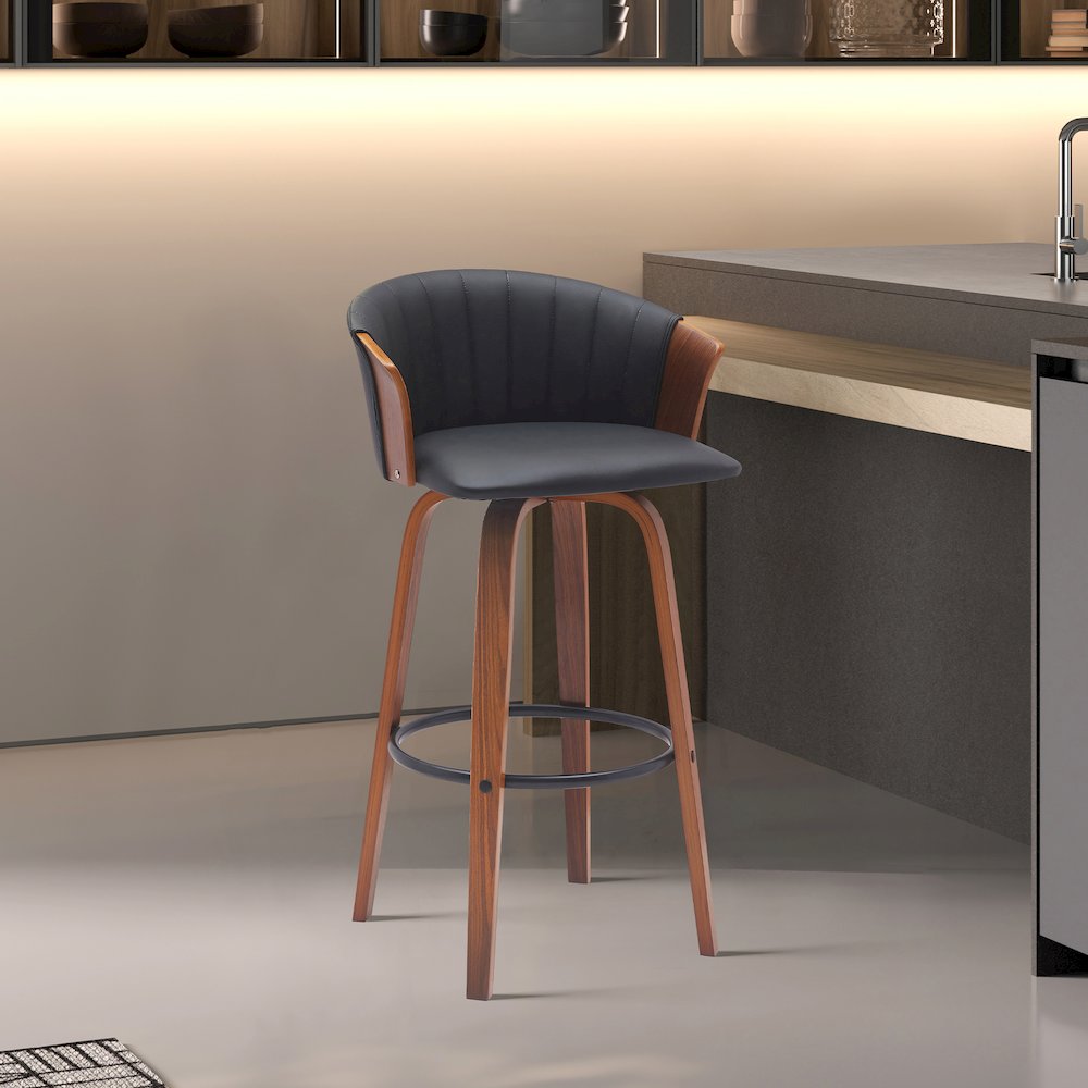 Diana Upholstered Wood Swivel Bar or Counter Stool. Picture 8