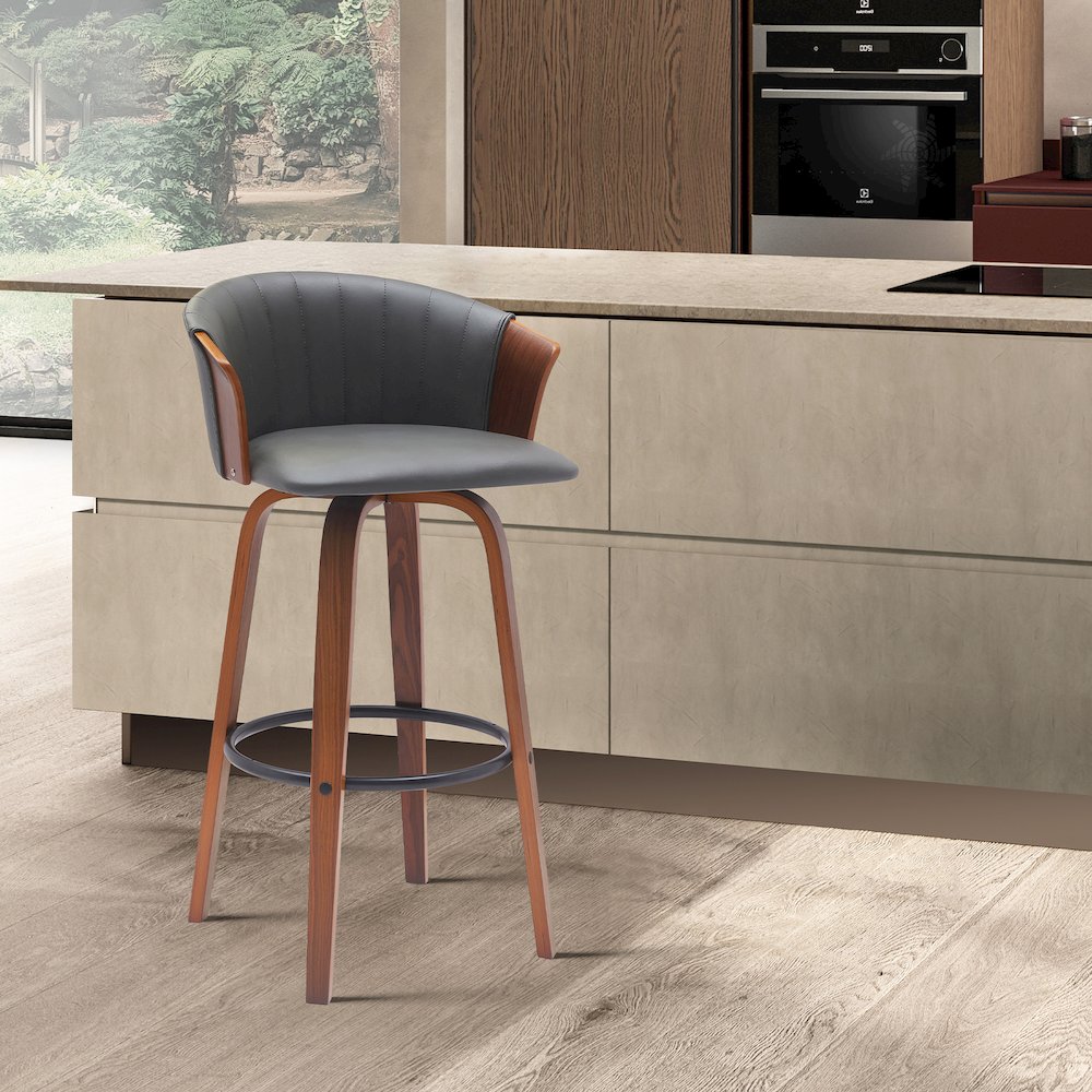 Diana Upholstered Wood Swivel Bar or Counter Stool. Picture 8