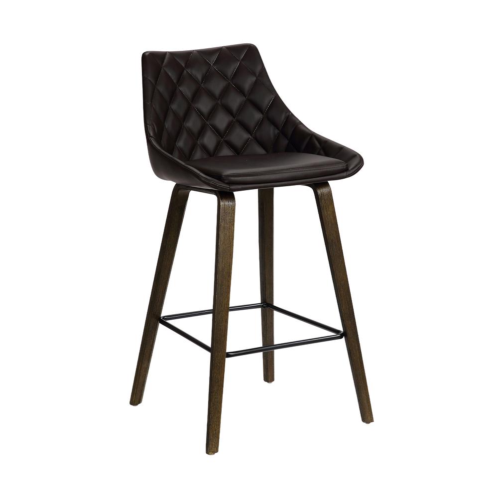 Dani 26" Brown Faux Leather Swivel Barstool in Walnut Glazed Finish. Picture 1