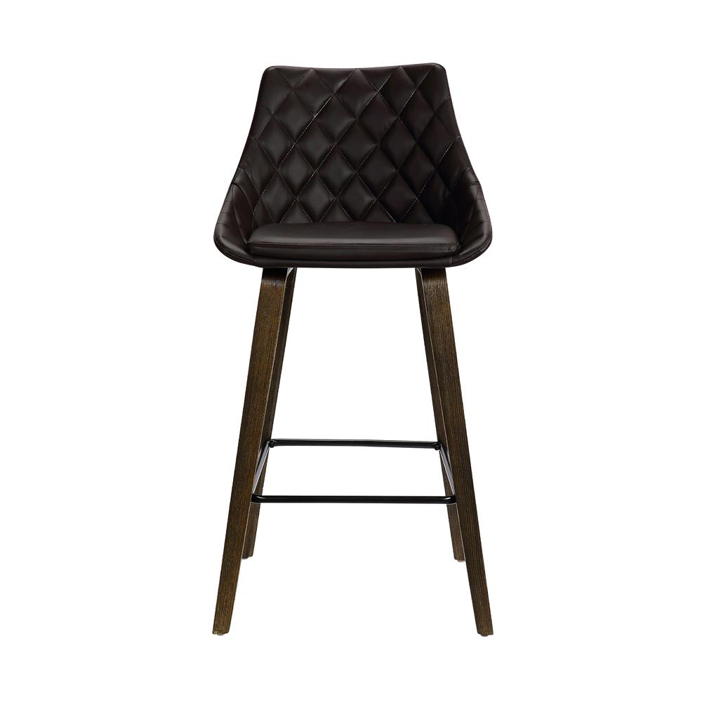 Dani 26" Brown Faux Leather Swivel Barstool in Walnut Glazed Finish. Picture 2