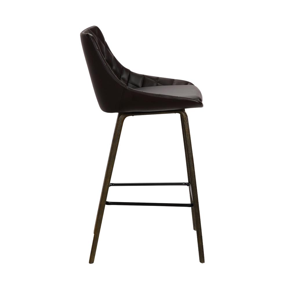 Dani 26" Brown Faux Leather Swivel Barstool in Walnut Glazed Finish. Picture 3