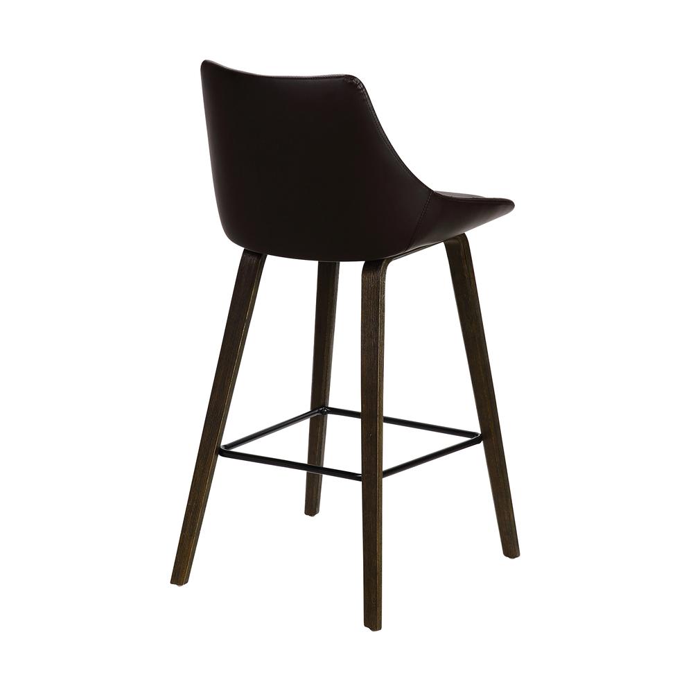 Dani 26" Brown Faux Leather Swivel Barstool in Walnut Glazed Finish. Picture 4