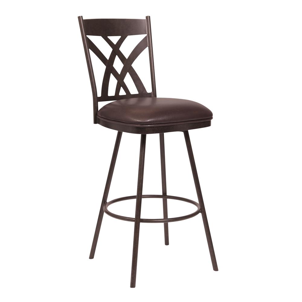Dover 26" Counter Height Barstool in Auburn Bay and Brown Faux Leather. Picture 1