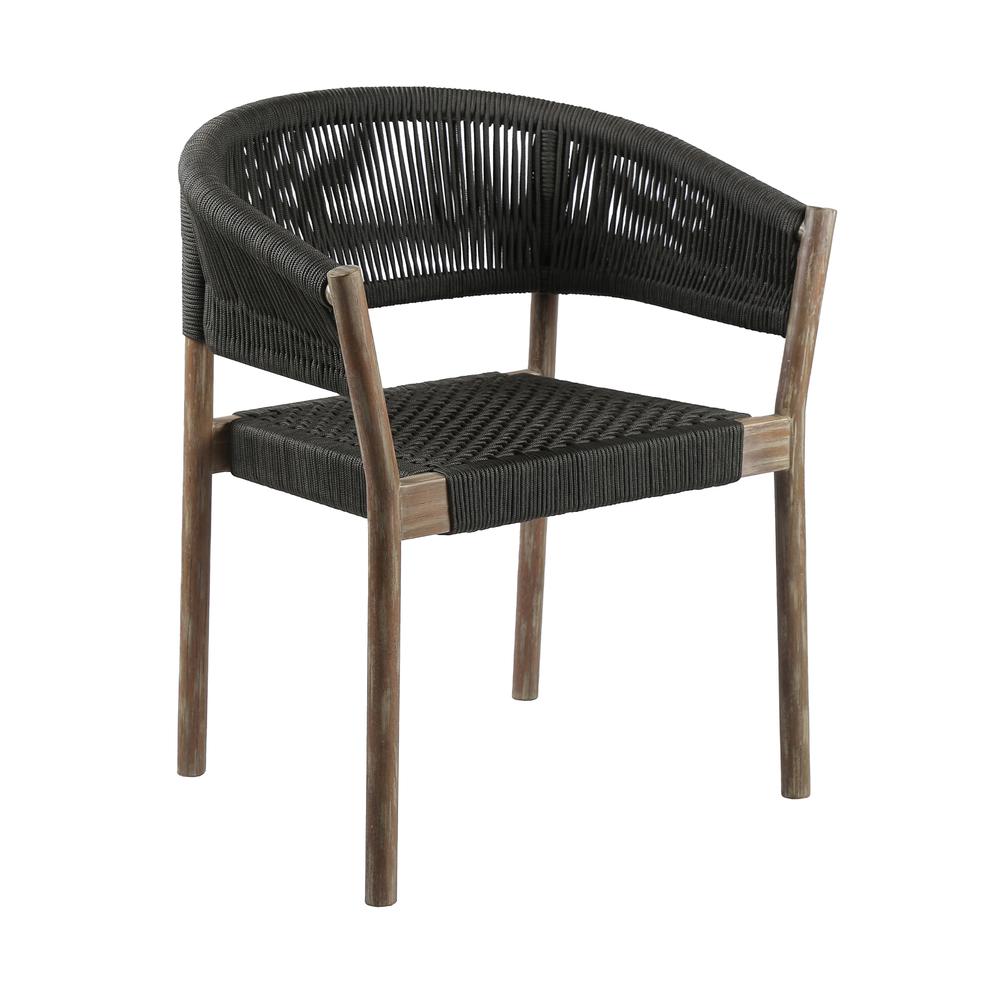 Doris Indoor Outdoor Dining Chair in Light Eucalyptus Wood with Charcoal Rope - Set of 2. Picture 1