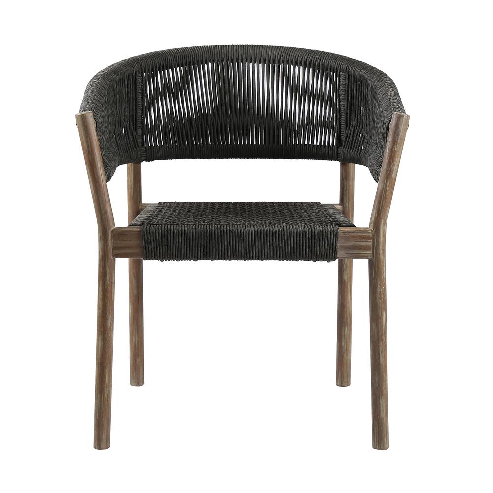 Doris Indoor Outdoor Dining Chair in Light Eucalyptus Wood with Charcoal Rope - Set of 2. Picture 3