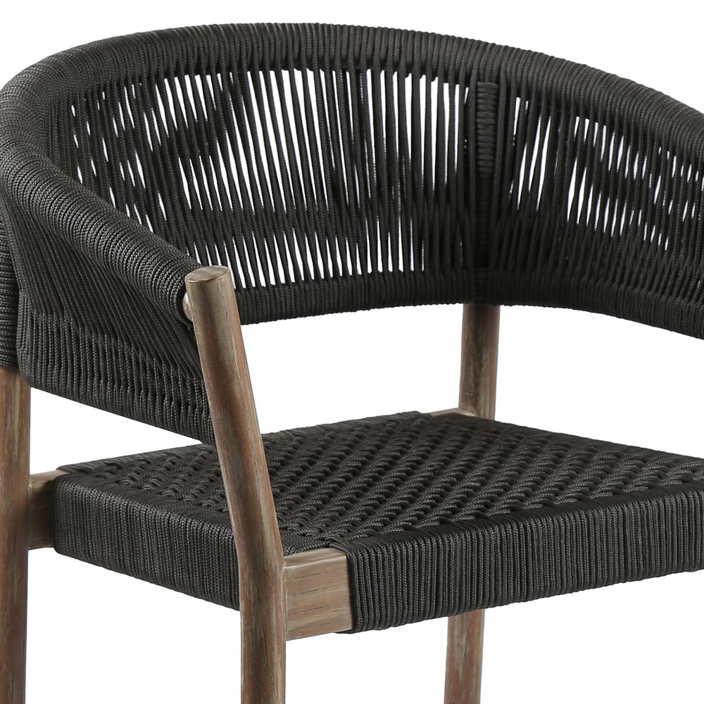Doris Indoor Outdoor Dining Chair in Light Eucalyptus Wood with Charcoal Rope - Set of 2. Picture 4