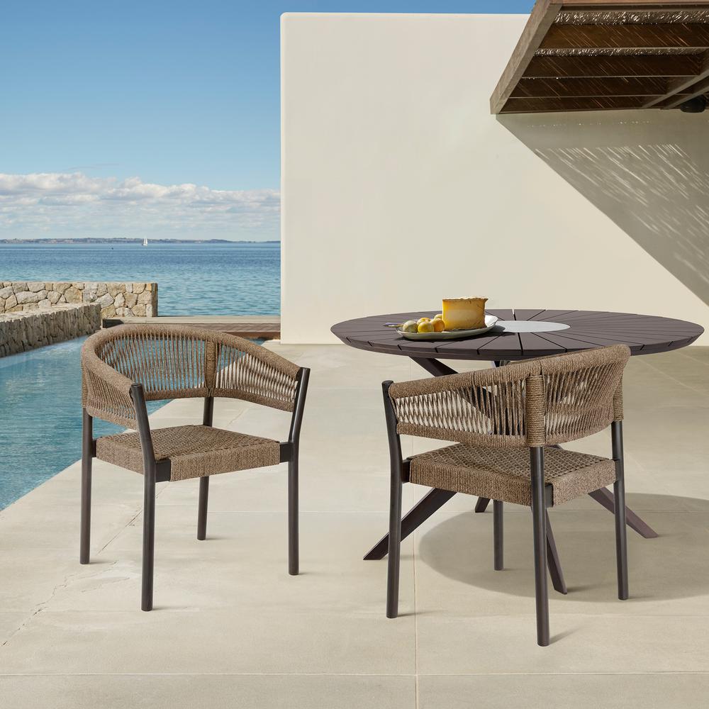 Doris Outdoor Patio Dining Chair in Dark Eucalyptus Wood - Set of 2. Picture 13