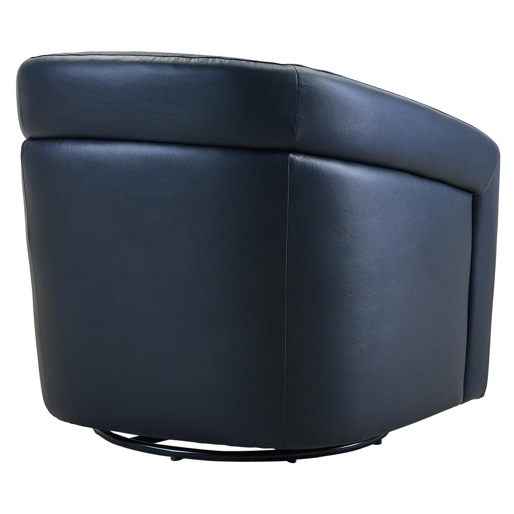 Contemporary Swivel Accent Chair in Black Genuine Leather. Picture 3