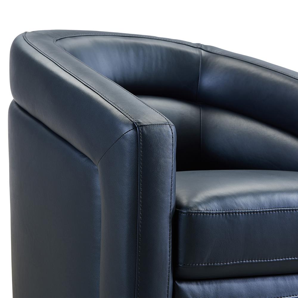 Contemporary Swivel Accent Chair in Black Genuine Leather. Picture 4