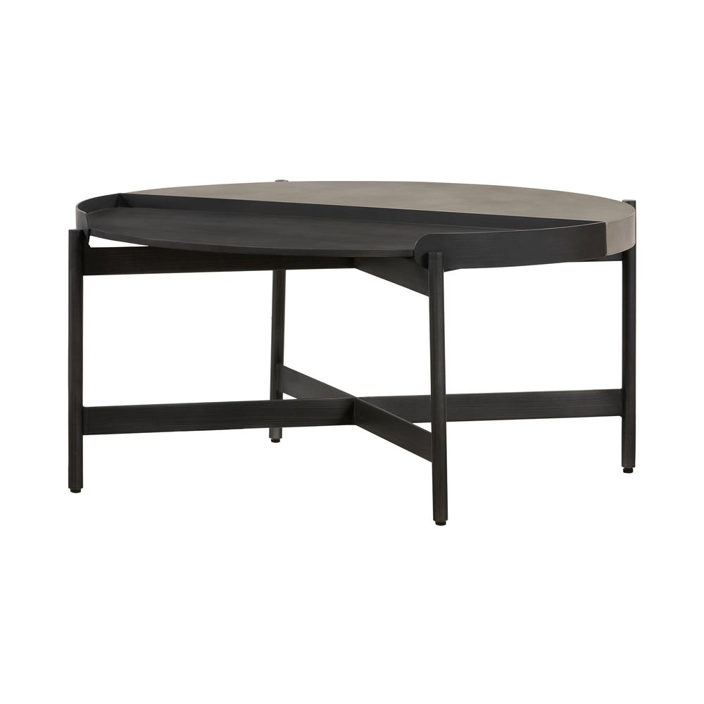 Dua Concrete and Metal Round Modern Coffee Table. Picture 1