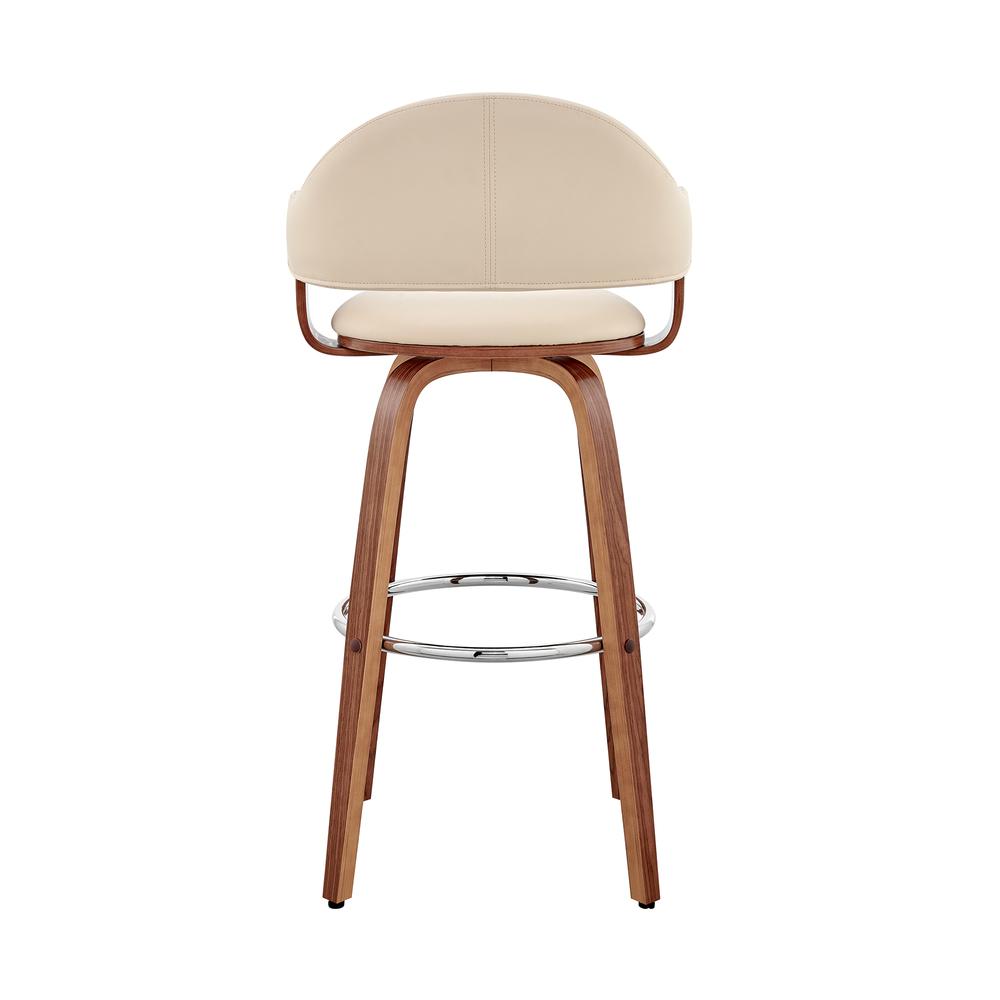 Daxton 30" Cream Faux Leather and Walnut Wood Bar Stool. Picture 5