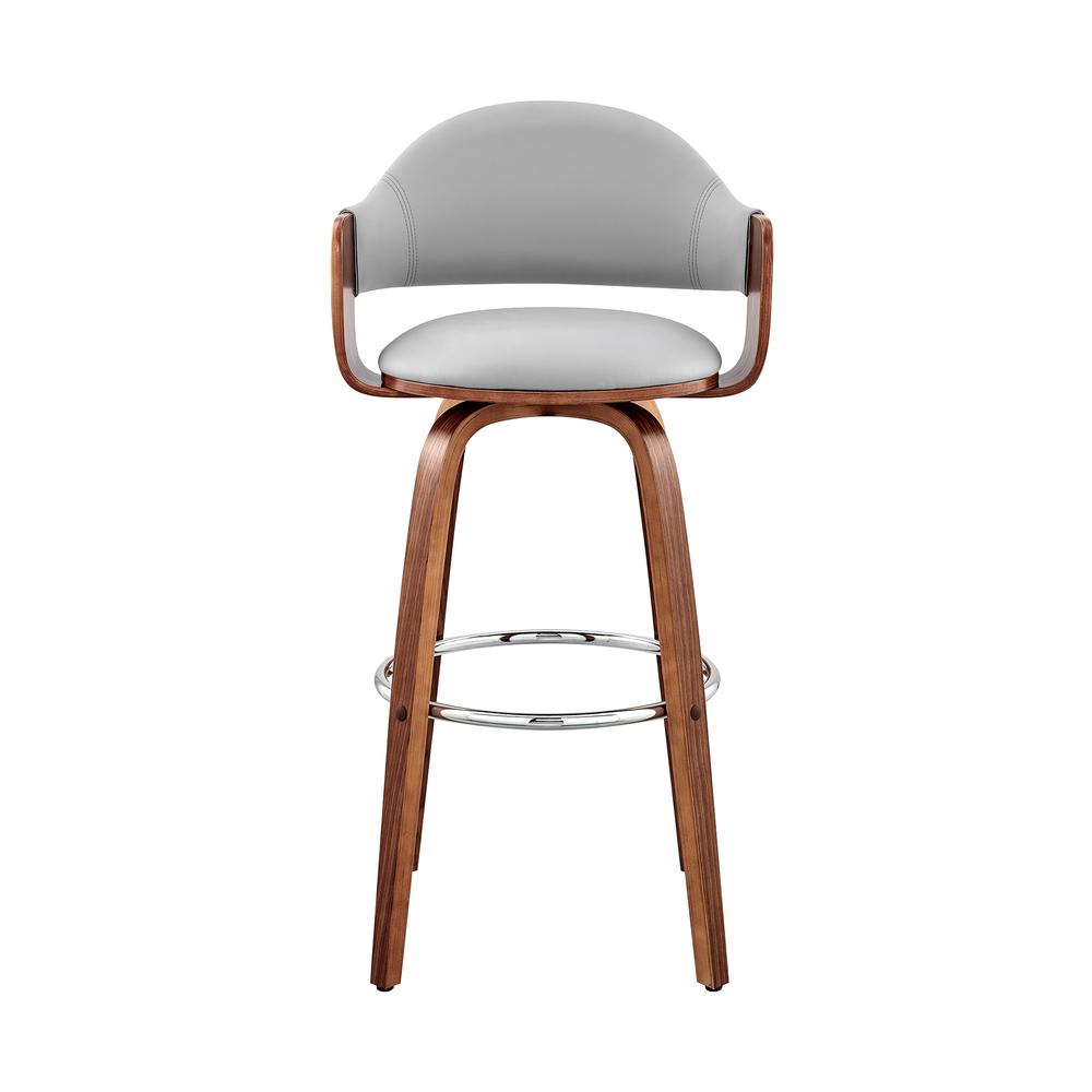 Daxton 30" Gray Faux Leather and Walnut Wood Bar Stool. Picture 2
