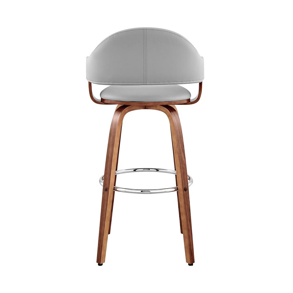 Daxton 30" Gray Faux Leather and Walnut Wood Bar Stool. Picture 5
