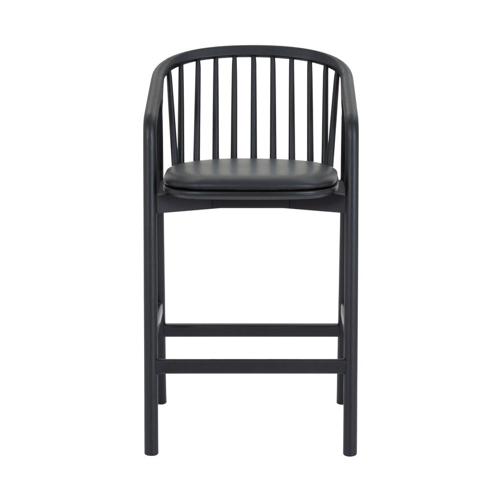 Echo Black Oak Wood and Faux Leather Bar Stool. Picture 2