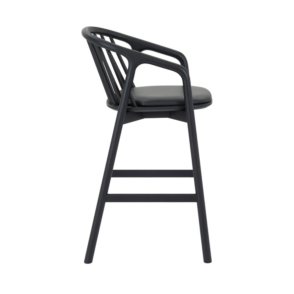 Echo Black Oak Wood and Faux Leather Bar Stool. Picture 3