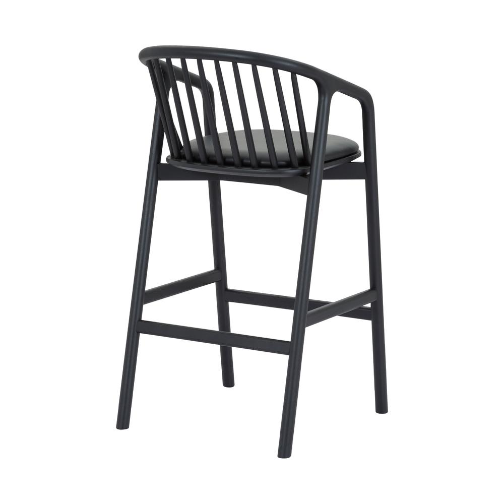 Echo Black Oak Wood and Faux Leather Bar Stool. Picture 4