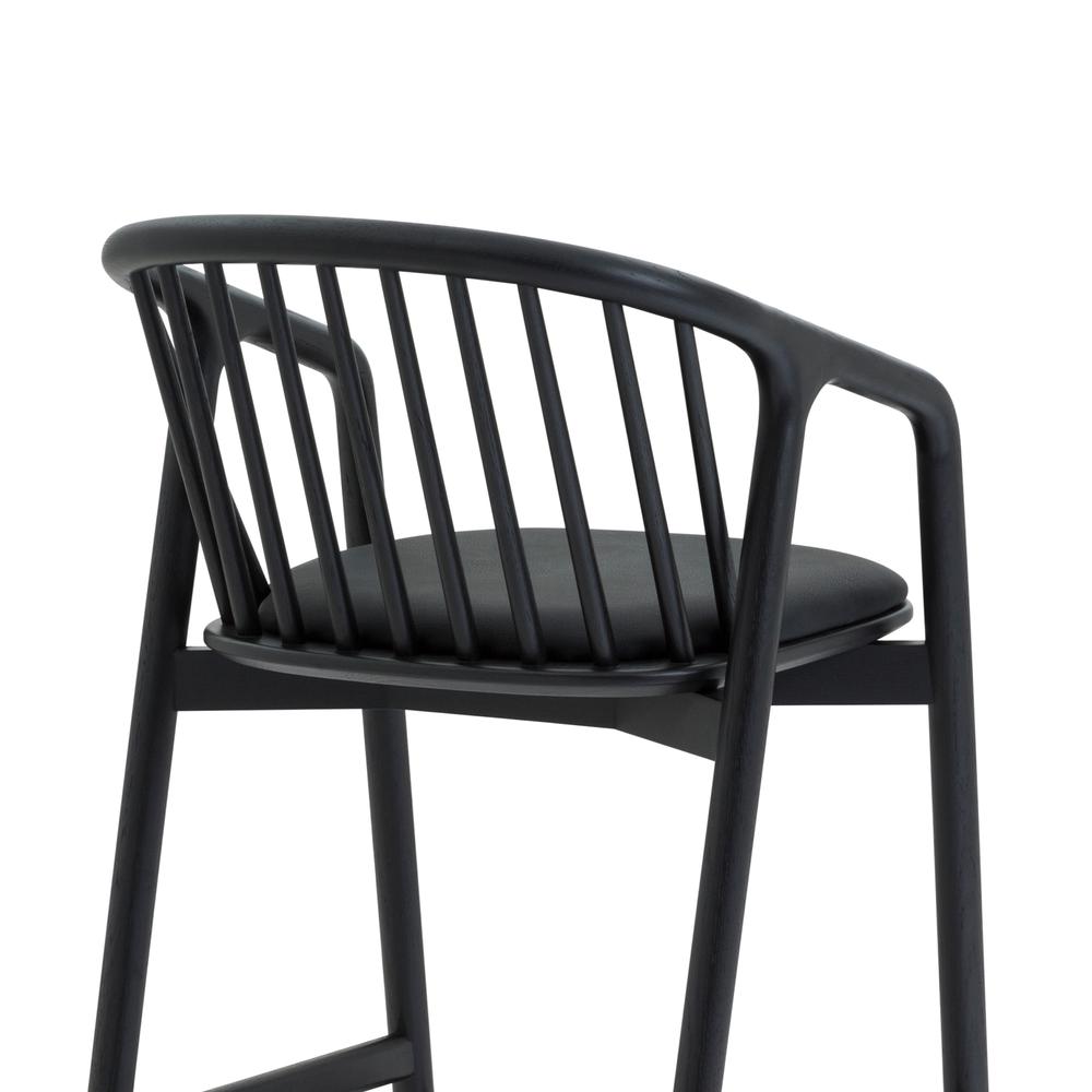 Echo Black Oak Wood and Faux Leather Bar Stool. Picture 6