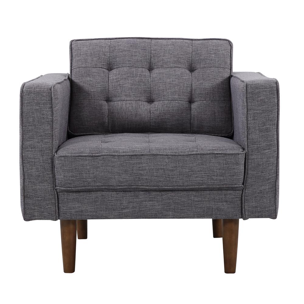 Armen Living Element Mid-Century Modern Chair in Dark Gray Linen and Walnut Legs. Picture 2