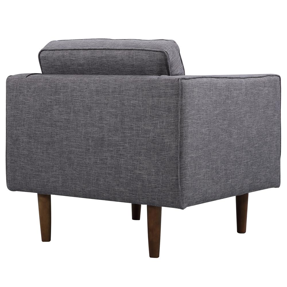 Armen Living Element Mid-Century Modern Chair in Dark Gray Linen and Walnut Legs. Picture 3