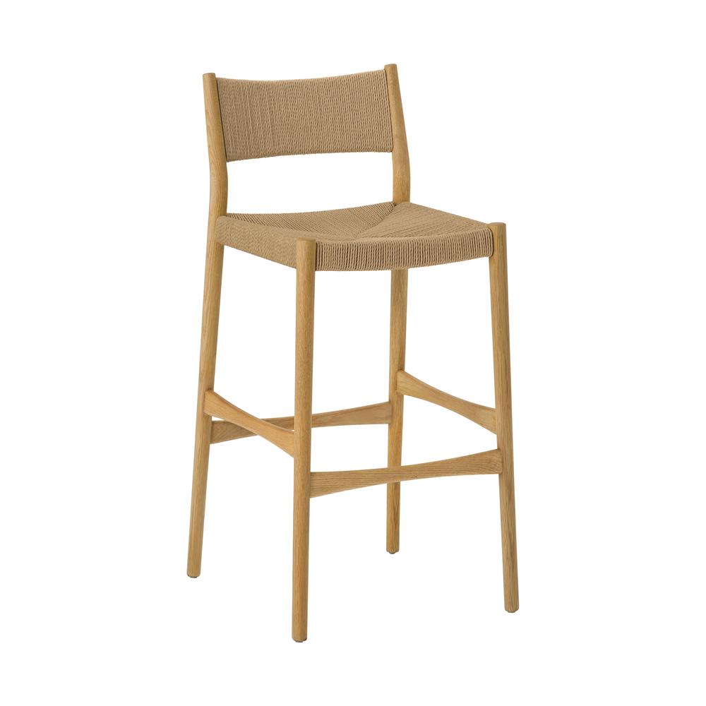 Erie Woven Paper Cord and Oak Wood Counter Stool. Picture 1