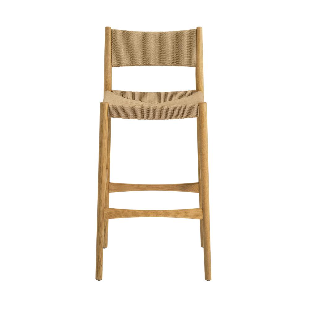 Erie Woven Paper Cord and Oak Wood Counter Stool. Picture 2