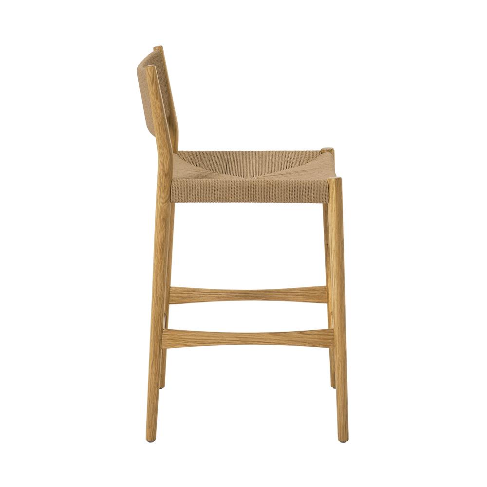 Erie Woven Paper Cord and Oak Wood Counter Stool. Picture 3
