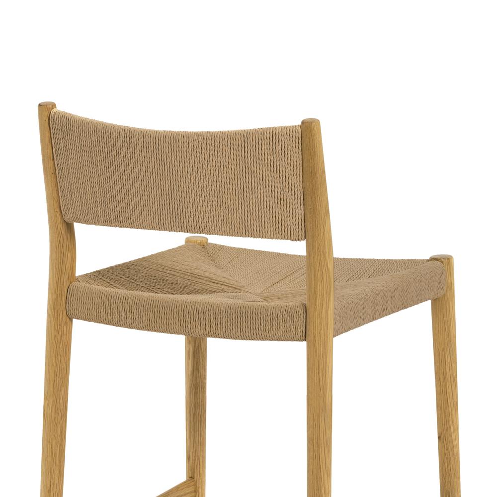 Erie Woven Paper Cord and Oak Wood Counter Stool. Picture 6