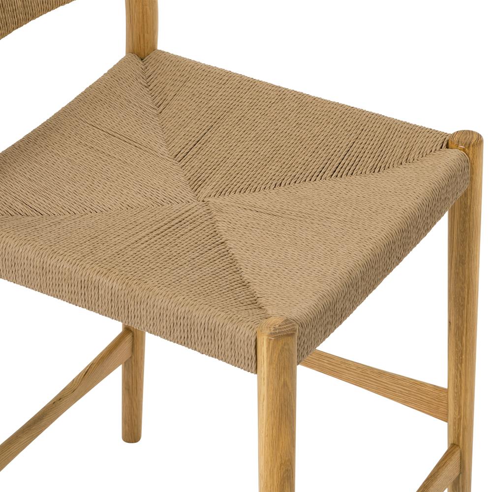 Erie Woven Paper Cord and Oak Wood Counter Stool. Picture 8