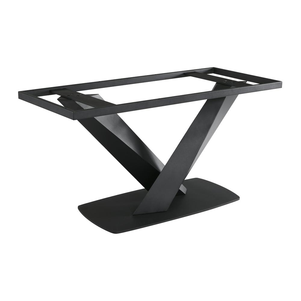 Everett Contemporary Dining Table in Matte Black Finish and Walnut Top. Picture 3