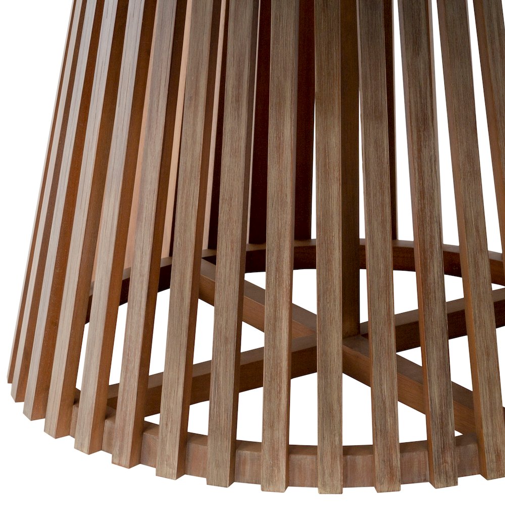 Escondido Outdoor Patio Round Dining Table in Light Eucalyptus Wood. Picture 6