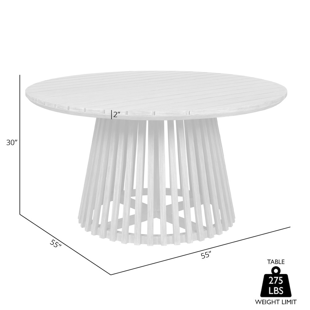 Escondido Outdoor Patio Round Dining Table in Light Eucalyptus Wood. Picture 8