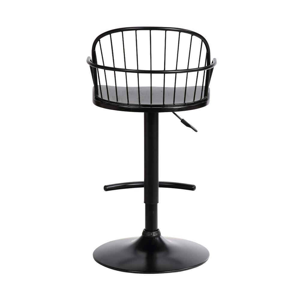 Edward Adjustable Black Wood and Metal Barstool. Picture 5