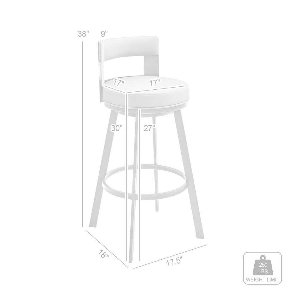 Flynn Swivel Counter or Bar Stool in Faux Leather and Metal. Picture 9