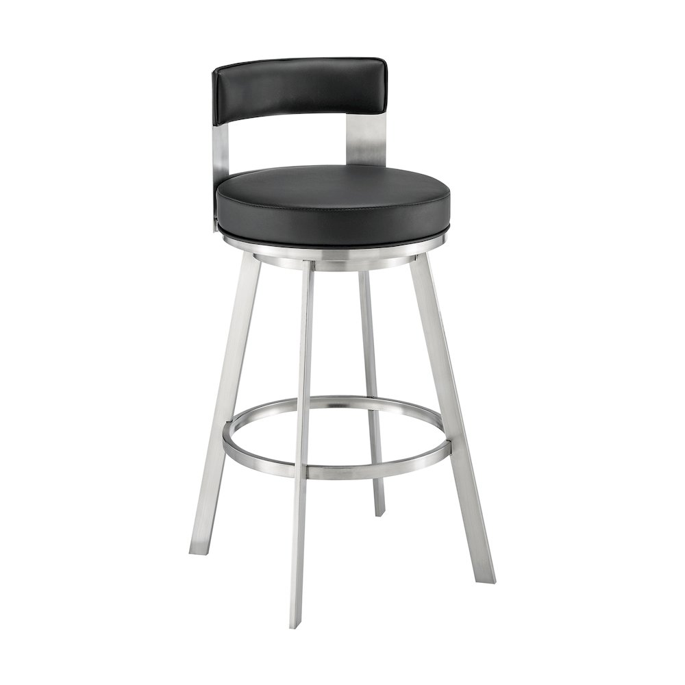 Flynn Swivel Counter or Bar Stool in Faux Leather and Metal. Picture 1