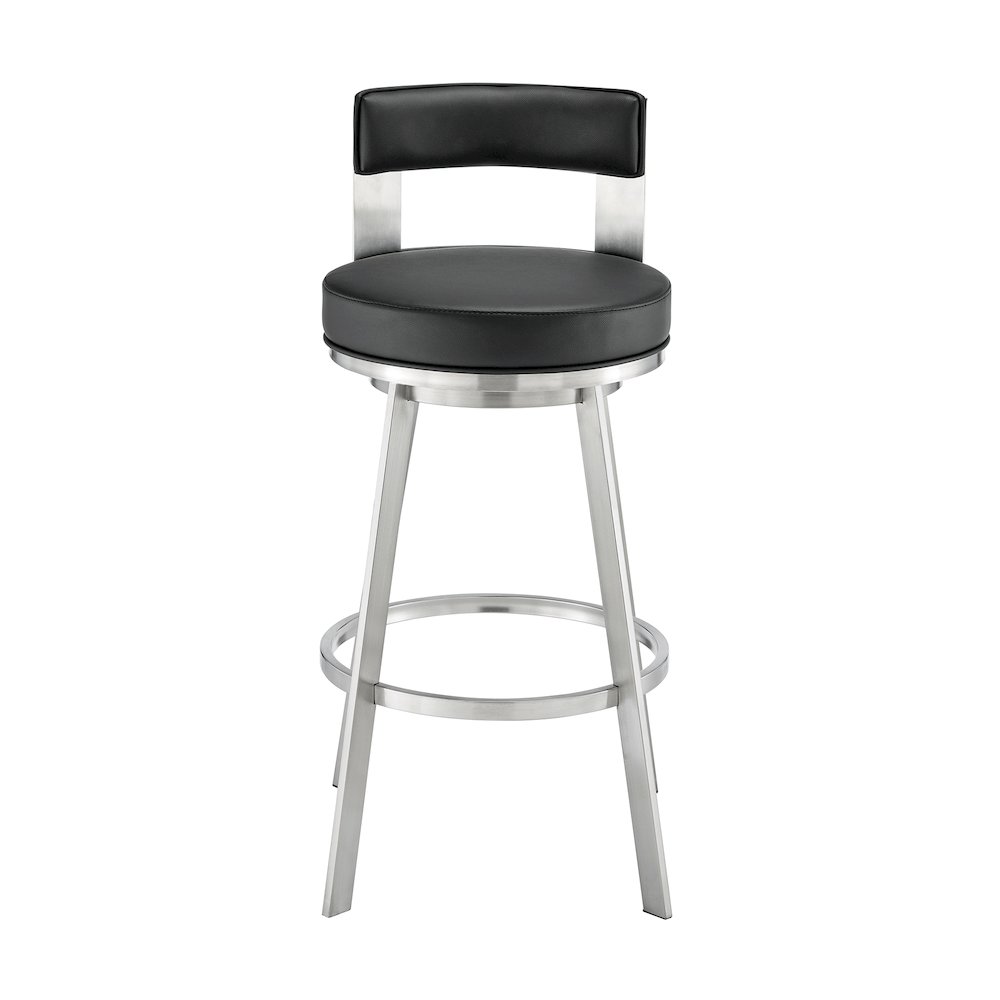 Flynn Swivel Counter or Bar Stool in Faux Leather and Metal. Picture 2