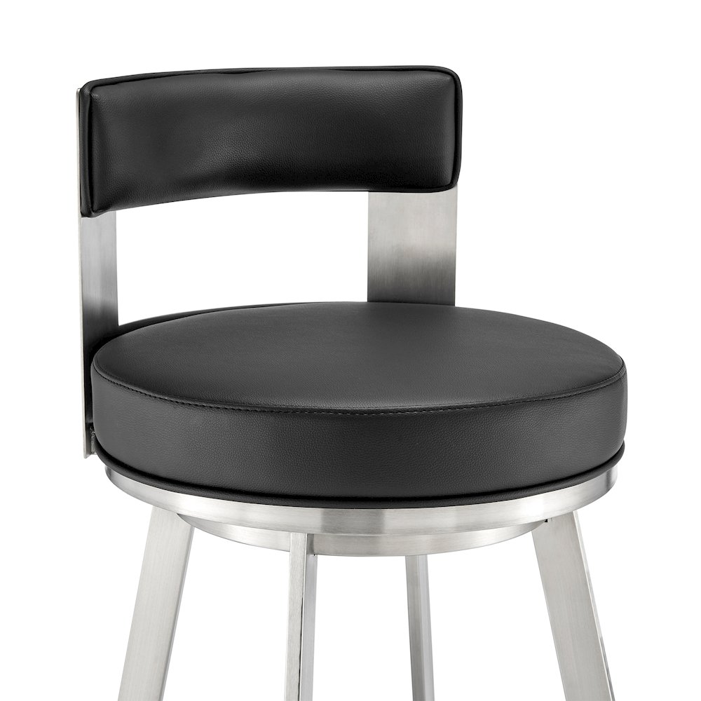 Flynn Swivel Counter or Bar Stool in Faux Leather and Metal. Picture 6