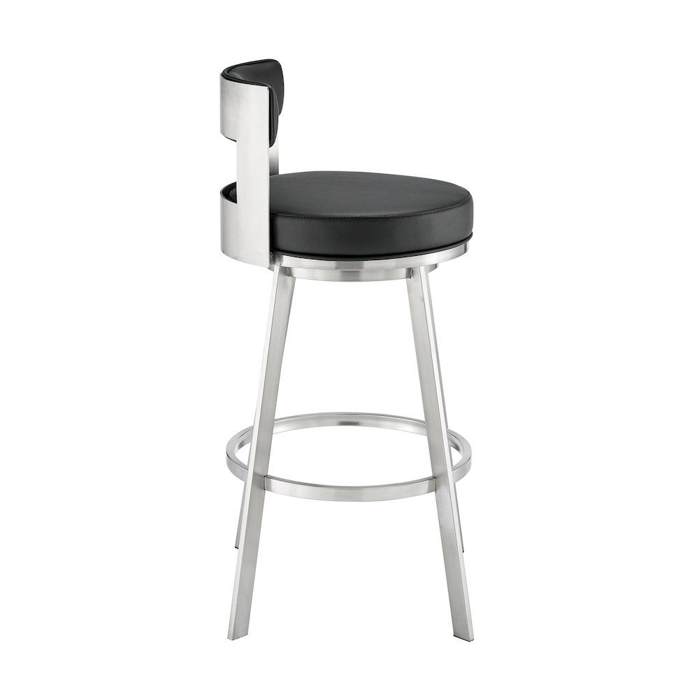 Flynn Swivel Counter or Bar Stool in Faux Leather and Metal. Picture 3