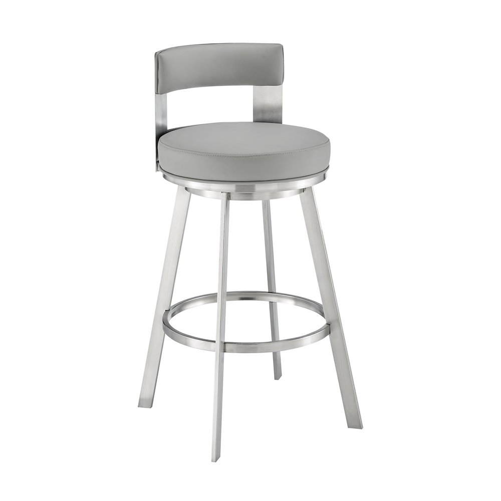 Flynn Swivel Counter or Bar Stool in Faux Leather and Metal. Picture 1