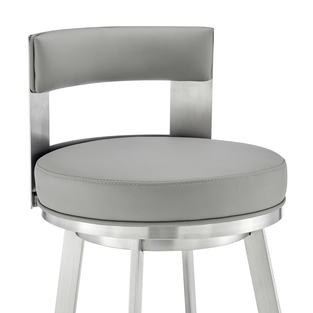 Flynn Swivel Counter or Bar Stool in Faux Leather and Metal. Picture 6