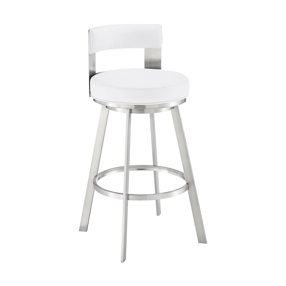 Flynn Swivel Counter or Bar Stool in Faux Leather and Metal. Picture 1