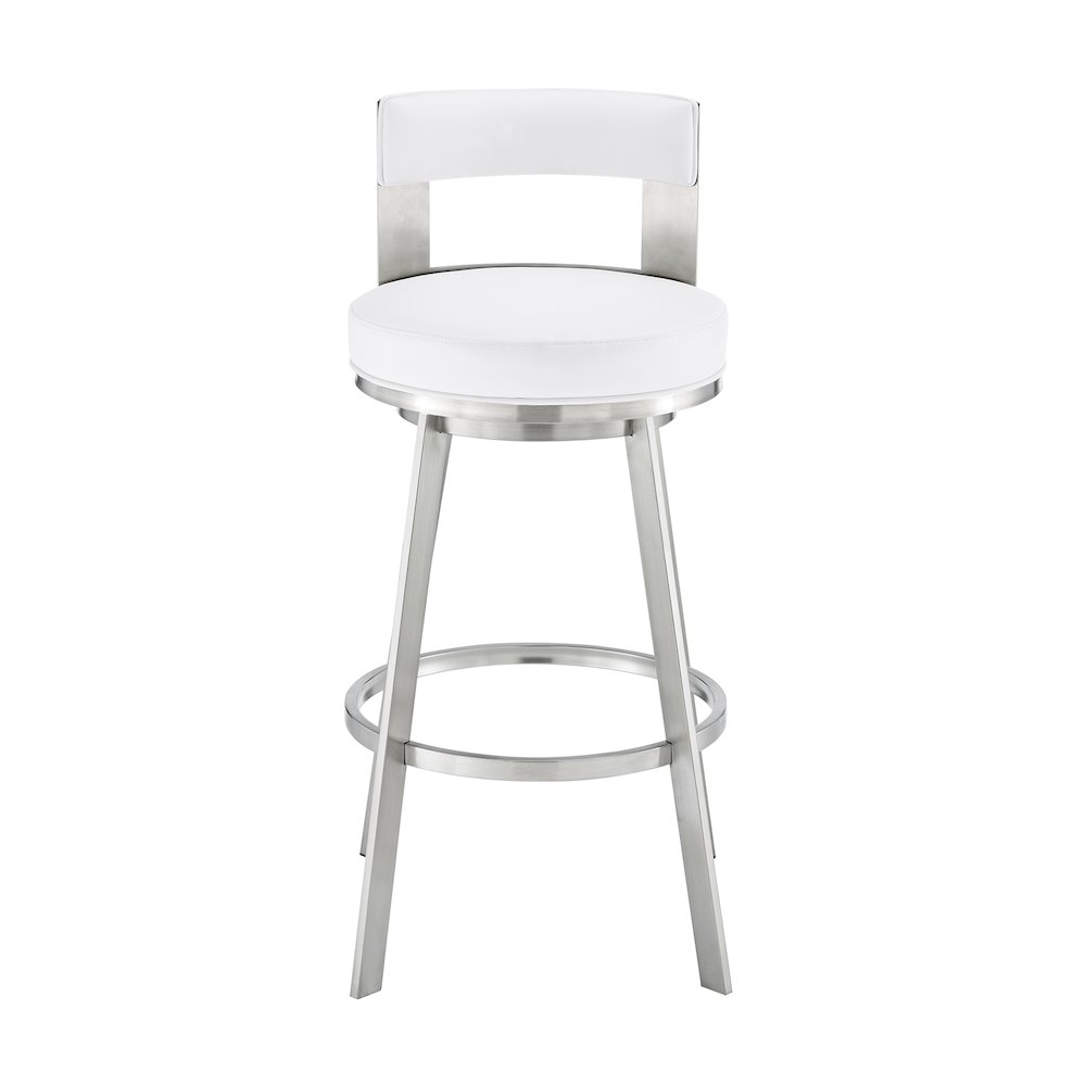 Flynn Swivel Counter or Bar Stool in Faux Leather and Metal. Picture 2