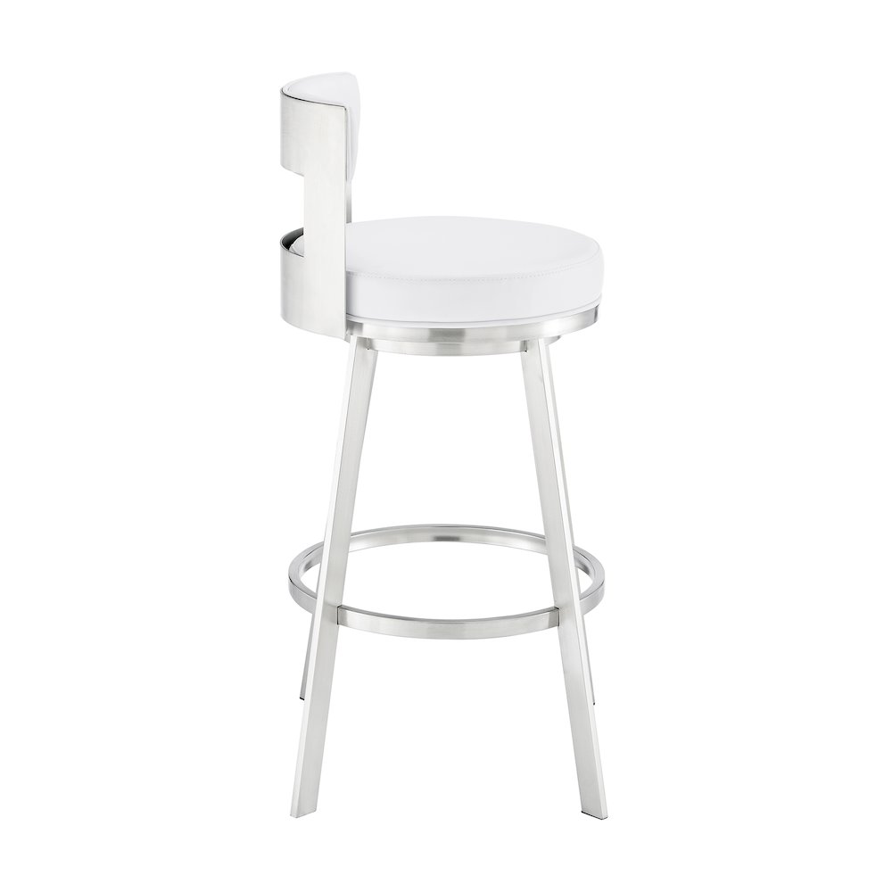 Flynn Swivel Counter or Bar Stool in Faux Leather and Metal. Picture 3
