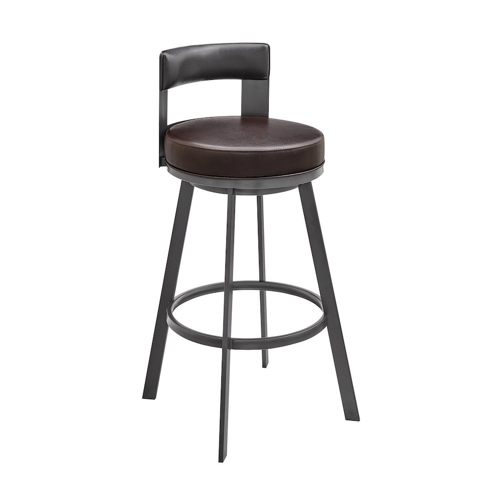 Flynn Swivel Counter or Bar Stool in Faux Leather and Metal. Picture 1