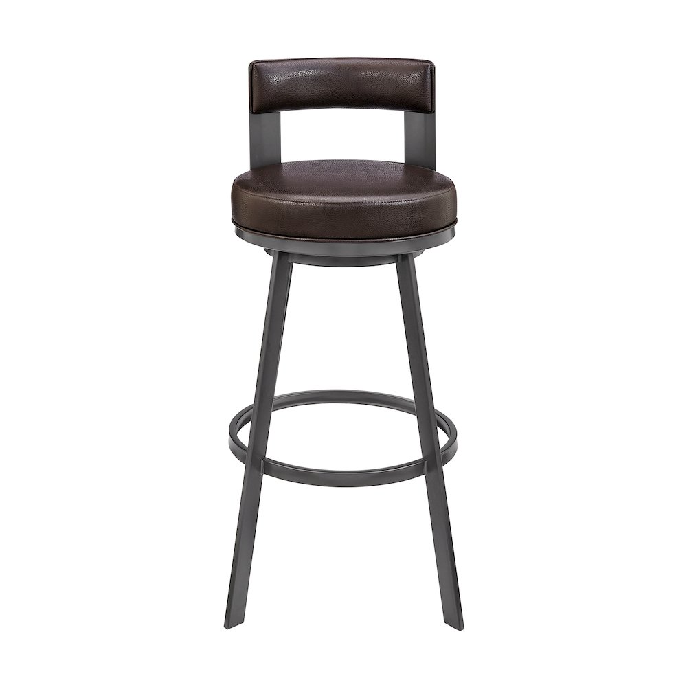 Flynn Swivel Counter or Bar Stool in Faux Leather and Metal. Picture 2